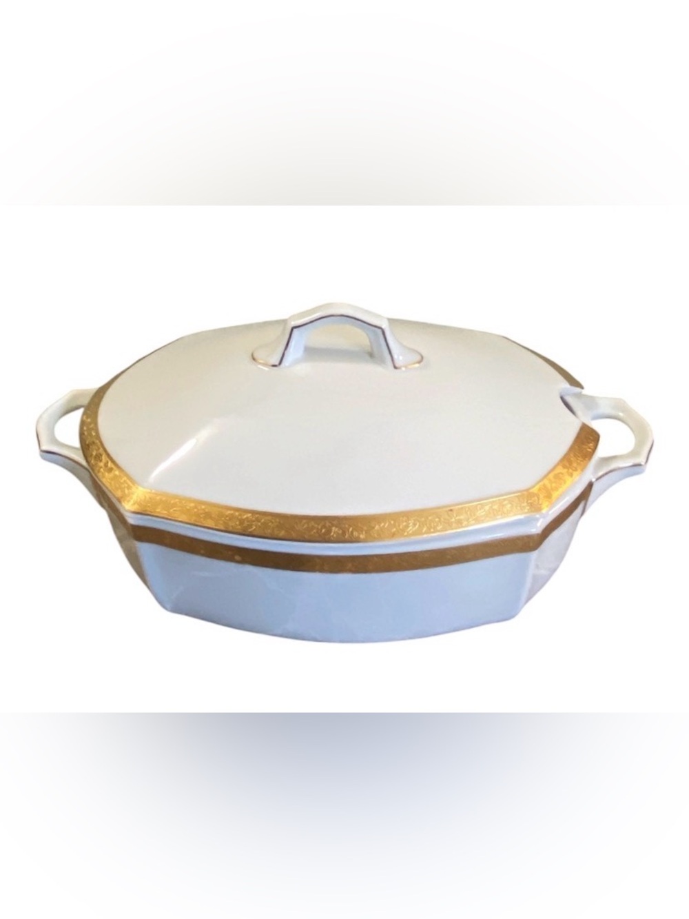 Vtg Seltmann Weiden porcelain White and Gold Covered Serving Dish Bowl -Germany